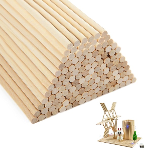 GAOHAN 200 Pack Round Wood Dowel Rods,30cm x 3mm Wood