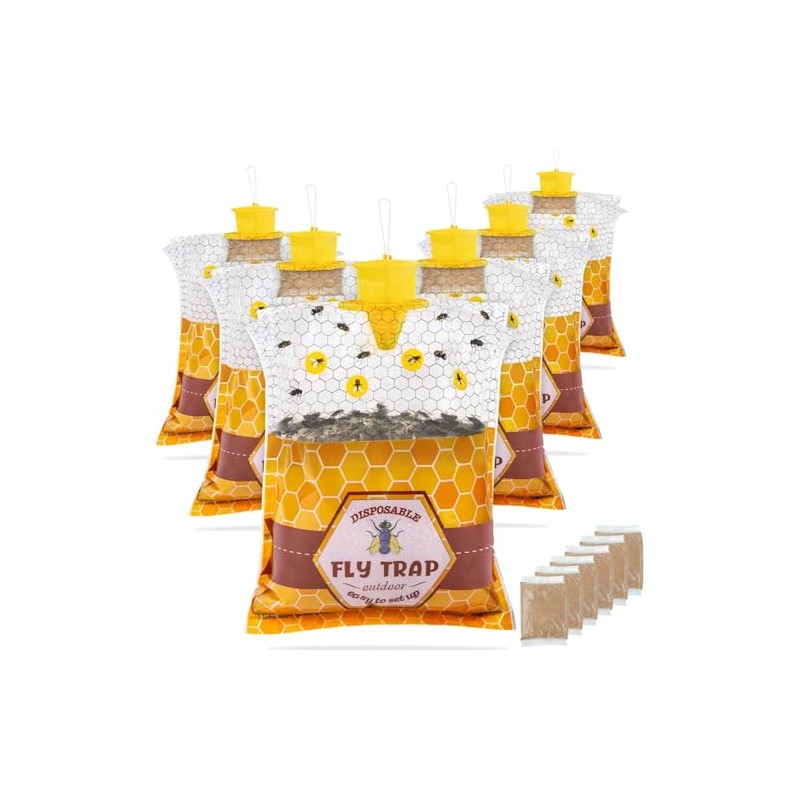 6 Pack Outdoor Fly Traps with Bait for Chicken Coops