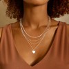Silver Layered Necklaces for Women, Dainty Sterling Silver Heart Pearl