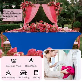 Fulliris - Mantel de elastano de 6 pies (72 x 30 pulgadas), ajuste elástico, sin arrugas y reutilizable para bodas, fiestas, banquetes, decoración de día festivo y eventos (azul real, 6 pies - 1
