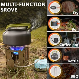 HOTDEVIL Camping Solo Stove-Stainless Multi-Fuel Folding, Camp Backpacking Stove, Portable Wood Propane Stove for Picnic BBQ Cooking, Burning, Camp, Hiking, Hunting, Traveling, Survival, Emergency