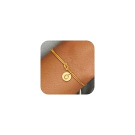 Fezodo Bridesmaids Gifts for Women Girls - 18K Gold Plated Knot Initial C Bracelet for Teen Girl Gifts Trendy Stuff Dainty Gold Bracelets Initial Bracelet for Women Girl Teenage Niece Gift