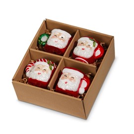 RAZ Imports Santa Mug Ornament, 2.75-inch Length, Glass, Set of 4
