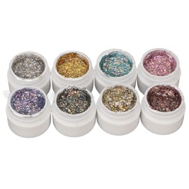 Gel Holográfico con Purpurina Reflectante, 8 Colores Brillantes, Intermitentes, UV LED, Juego de Esmaltes de Uñas, Kit de Esmalte de Uñas de Gel con  