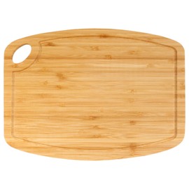 BambooMN Natural Bamboo Cutting Board w/Juice Groove and Hanging Hole - 11.75" x 8.63" x 0.4" - Vertical Cut - 1 Piece
