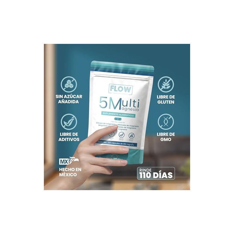 Flow Supplement | 5 MULTI MAGNESIO | 220 Cápsulas de