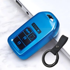TPU Key Fob Cover Case 5 Button Pink Compatible with Honda 2016 2017 2018 2019 2020 Honda Pilot Civic Hatchback Accord EX-L CR-V Passport Insight Keyless Entry Remote Smart Car Key case Cover(Blue)