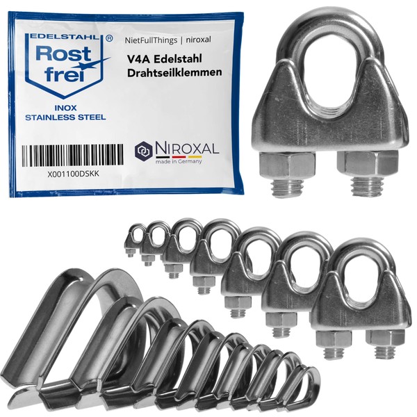4 pieces stainless steel wire rope clamps, 8 mm, A4