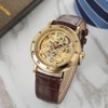 FORSINING Automatic Mechanical Hollow Out Waterproof PU Leather Strap Male
