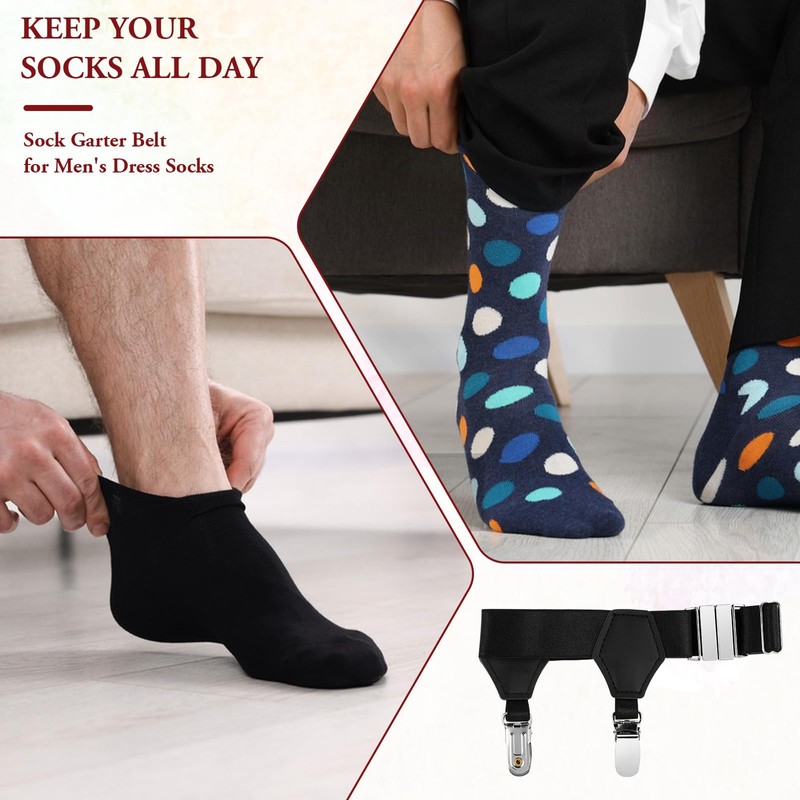 Mens Sock Garters Mens Sock Suspenders Adjustable Non-Slip Sock Strap