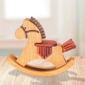 Colcolo Mini Wooden Rocking Horse Model Wooden Horse Figurine Collectibles Table Decoration for Balcony Shelf Bedroom Patio Entrance