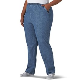Chic Classic Collection Women's Size Plus Stretch Elastic Waist Pull-On Pant, Destruction Blue Denim, 26P
