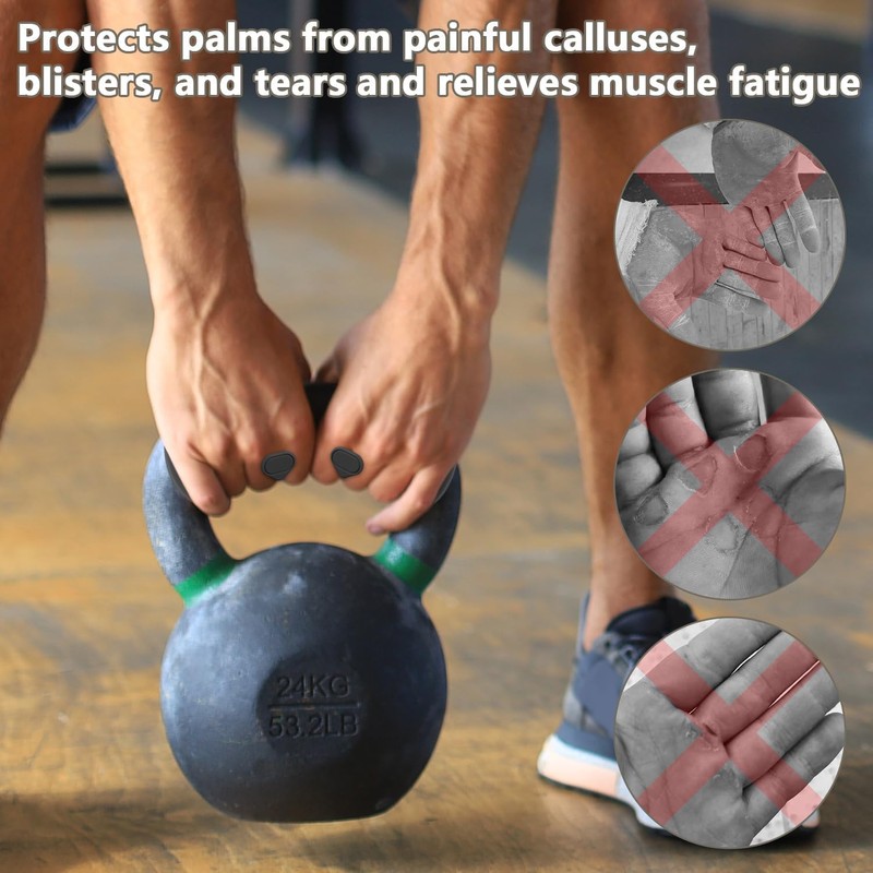 Anti-Slip Workout Grips, Ergonomic Rubber Hand Protector Gloves for Gym