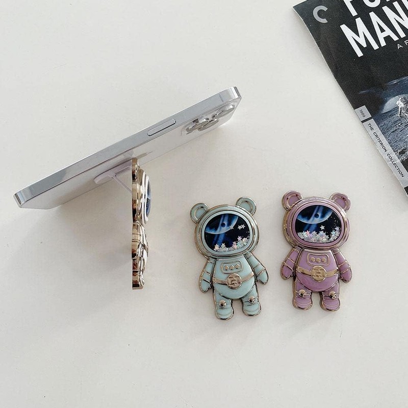 Black Cute Phone Stand Holder,Cell Phone Hidden Kickstand for Desk,Astronaut