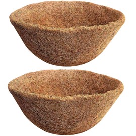SUNYAY Pack of 2 Natural Coco Liner Hanging Basket Liner for Hanging Basket Planters Coco Fibre Replacement for Wall Tub Coconut Fibre Liner for Flowers Vine Pot Garden Vegetables Pack of 2