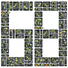 TaoTazon Tool Box Organizer Tray Divider, Toolbox Desk Drawer Organizer with 5 Sizes, Organization and Storage Toolbox for Garage Accessories (68pcs-Grey)