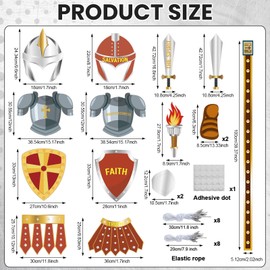 Yiaoyinnz 16Pcs Red Armor of God Costume Knight Party Armor Costume Craft Kit Paper Helmets Swords Shield Medieval Knight Decorations Christian Party Gift Dress up Supplies