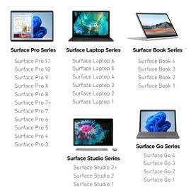 Pen Stylus for Surface Pro 11/10/9/8/X/7+/6/5/4/3/Surface 3, Surface Go 3/2/1, Surface Laptop/Studio/Book 4/3/2/1 with Palm Rejection, 1024 Levels Pressure, 2500h Working Hours