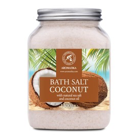 Bath Sea Salt Coconut 46 Oz (1300g) - Coconut Oil for Bath Soak - Natural Sea Salt - Body Care - Beauty - Wellness - Relaxation - Aromatherapy Bath Salts - Exotic Scent