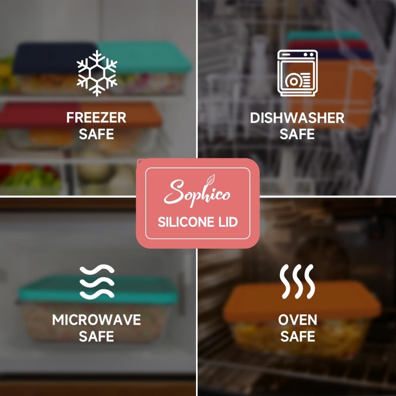 Sophico 11 Cup Rectangle Silicone Storage Cover Lids Replacement for