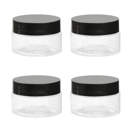 Tabanzhe Empty Sample Pots-4PCS Plastic Cream Cosmetic Jars with Lids Wide Mouth Round Clear Bottle Leak Proof Travel Storage Container for Face Creams Oils Ointments Make-Up