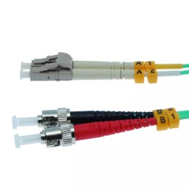SF Cable 10m LC/UPC-ST/UPC OM3 Multimode Duplex OFNR 2.0mm Aqua Fiber Optic Patch Cable