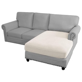 H.VERSAILTEX - Fundas de sofá seccionales de 1 pieza para sofá en forma de L, funda de sofá separada para sofá seccional izquierdo/derecho (solo asiento: 1 silla, marfil)