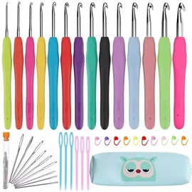 Clover Crochet Hooks Set Clover Amour Steel Pastel 14 Pcs Ergonomic Easy Grip Bright