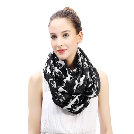 Lina & Lily Horse Animal Print Women's Infinity Scarf Lightweight (Black & White)