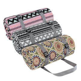 Ethnic Jacquard Waterproof Thick Large Foldable Outdoor Picnic Mat for Camping & Car Camping Black & White Geometric Picnic Mat