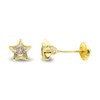 9k Gold Star Shark Scheme Earrings, Yellow Gold, Cubic Zirconia