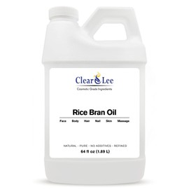 ClearLee Rice Bran Oil - Cosmetic Grade Natural & Pure Oil for Massage, Body, Hair, Skin, Face, Nail, Spa, Aromatherapy Carrier for Essential Oils, Soap Making, Serums & More (64 oz)