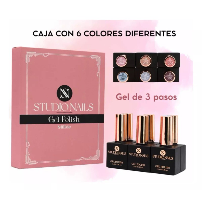 Studio Nails Gama Studio Nails Gel Semipermanente Para Uñas 6pzs
