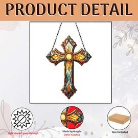 Cross Ornaments Acrylic Window Hanging - Christian Cross Decor - Gifts for Christians - Home Wall Room Decorations - Acrylic Ornament