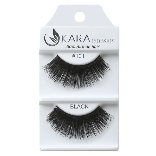 Kara Beauty Human Hair Eyelashes - 101 (Pack of 12)