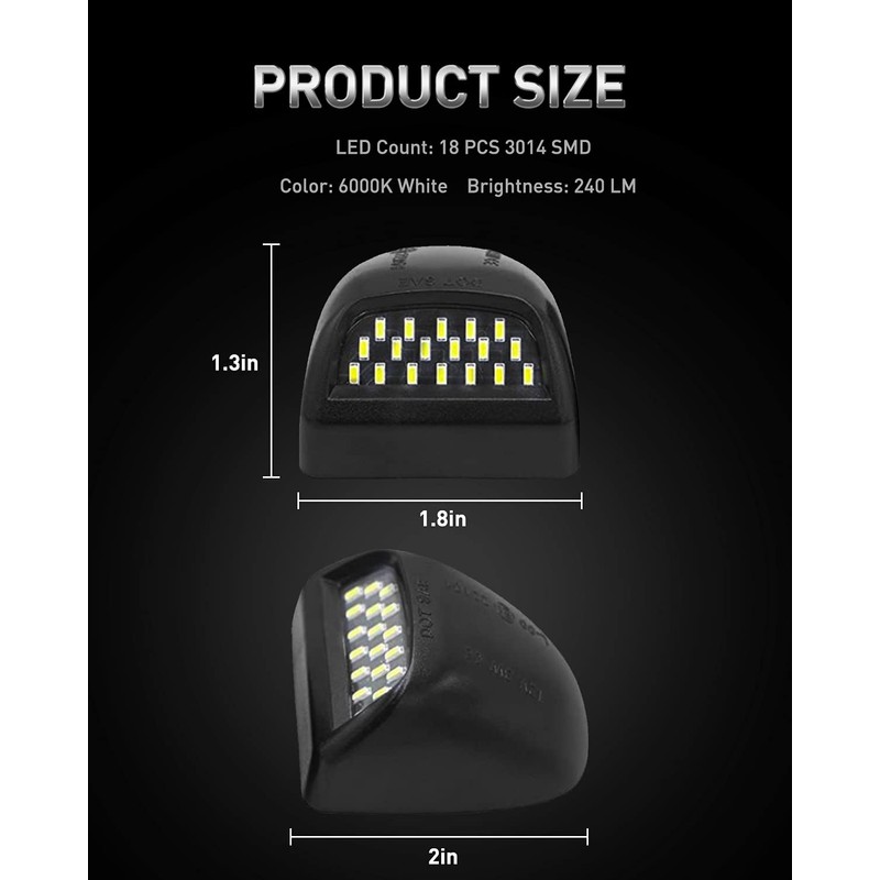 LESAUCE Full LED License Plate Light Tag Lamp Assembly Replacement