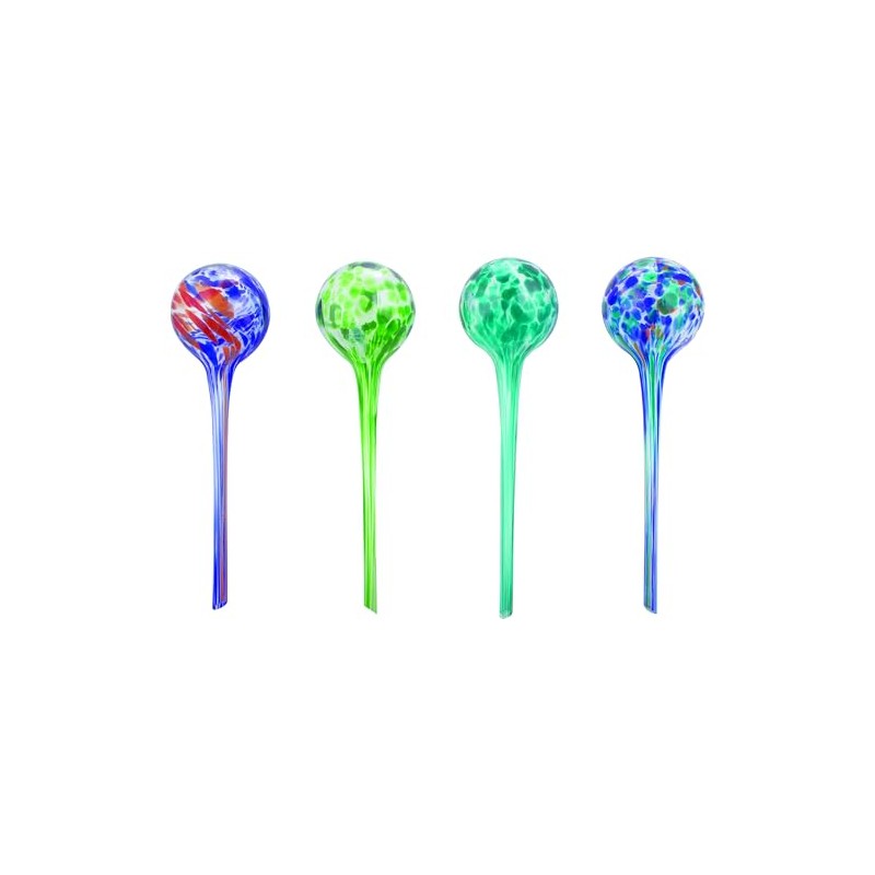 Wyndham House 4-Piece Watering Globe Set, Colorful Hand-Blown Glass Plant