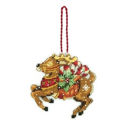 Dimensions – Kreuzstich-Set mit Zahlenangaben – Reindeer Ornament – 70-08916 – Handarbeit für Erwachsene – Kunststoffleinwand (Fadenzahl 14) – 8 x 8 cm