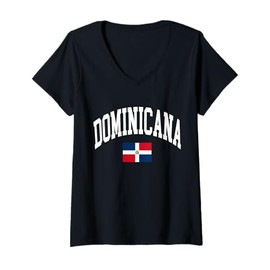 Womens Dominican Republic Dominicana Flag V-Neck T-Shirt