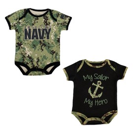 TROOPER Navy Nwu Iii 2 Pk Bodysuit - Baby Girls - Navy, Camo, Green - 6/9 months - Sleeveless - Round Neck - LEOTARD