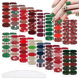 WOKOTO 16 Sheets Christmas Nail Strips - Stickers, Wraps for Women - Santa Claus, Snow Man, Christmas Tree Nail Art