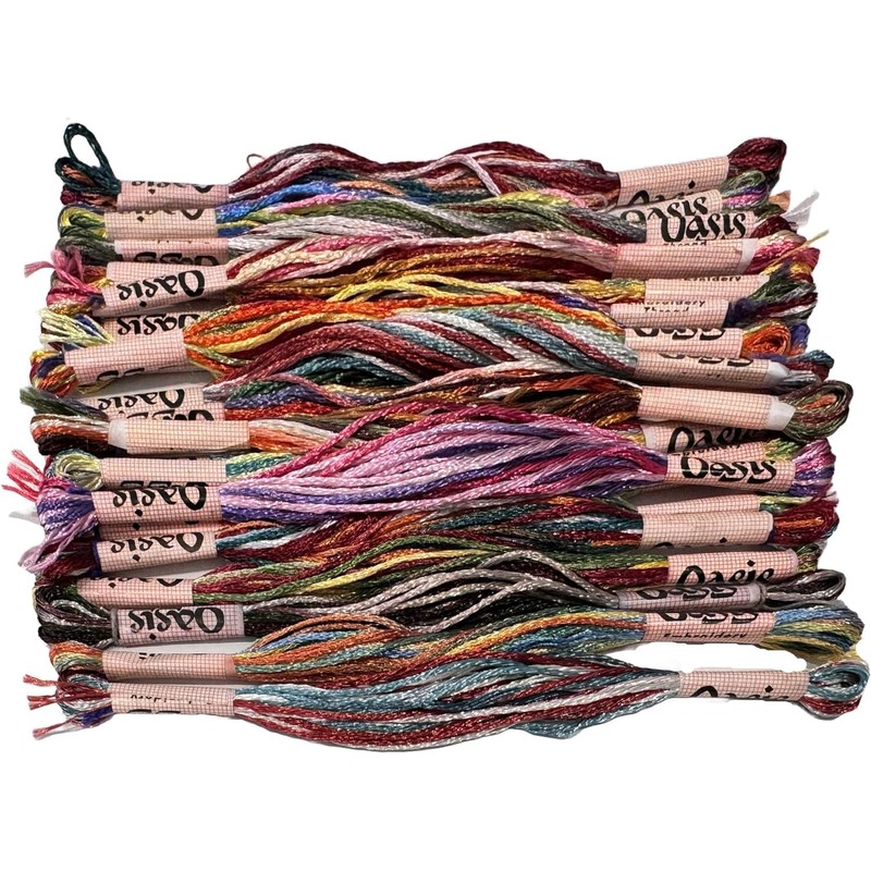20 Pieces Multi Variegated Metallic Silk Embroidery Floss Multicolor Embroidery