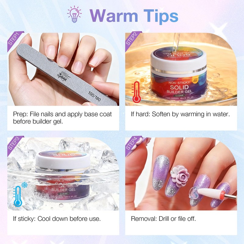 GELLAKTIK All-in-One Solid Builder Nail Gel Kit: 60g Hard Gel
