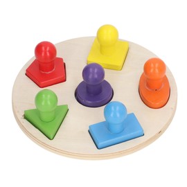 Wood Shape Puzzle Educational Colorful Early Learning Skill Development Round Board Multi Shape Geometric Shape Board