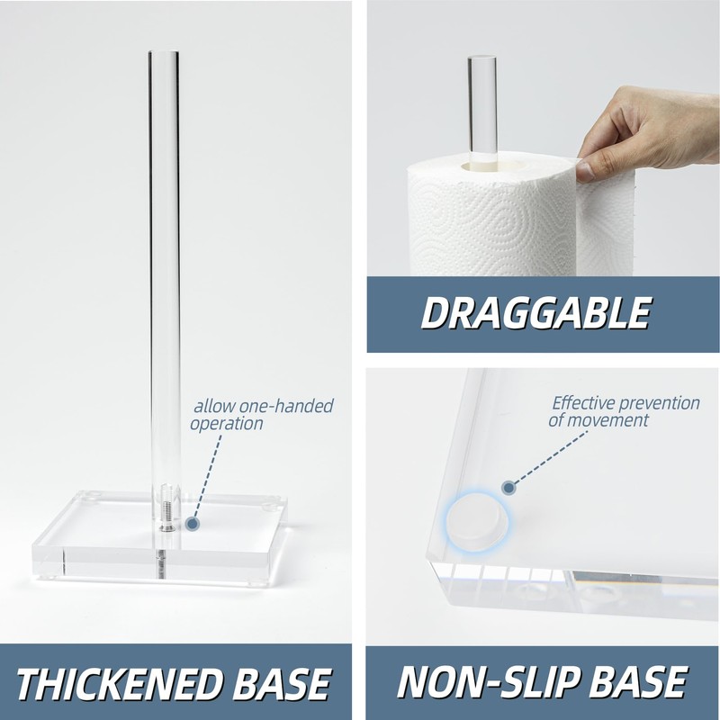 Antimbee Transparent Acrylic Paper Towel Stand Holder, Freestanding Tabletop Roll