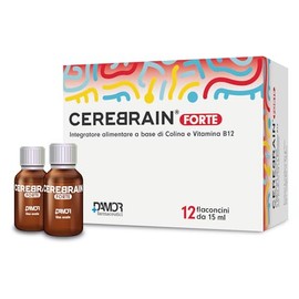 Damor - Cerebrain Forte Integratore Alimentare con Colina Bitartrato e Vitamina B12, 12 Flaconcini da 15 ml