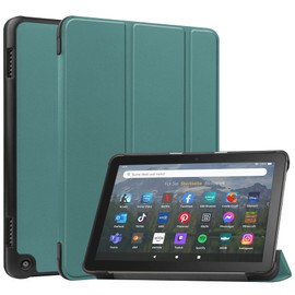 Kicvbnco for Fire HD 8 2024/2022/2020 Tablet Case, Auto Wake&Sleep, Slim PU Leather with Multi-Angle Stand Case Cover for Fire HD8/Fire HD8 Plus -Green