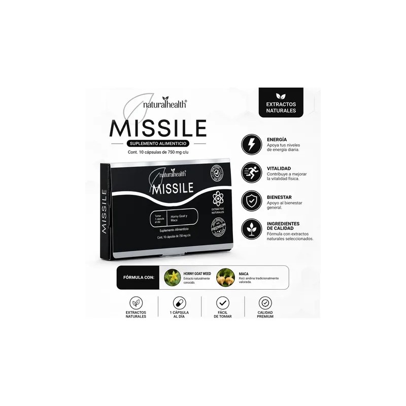Natural Health Missile 10 Cápsulas Suplemento Alimenticio