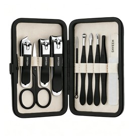 Manicure Set, 10 pcs High-Carbon Steel Nail Clippers Set, Portable Mini Manicure and Pedicure Kit, Travel Grooming Nail Kit with Leather Bag for Men and Women