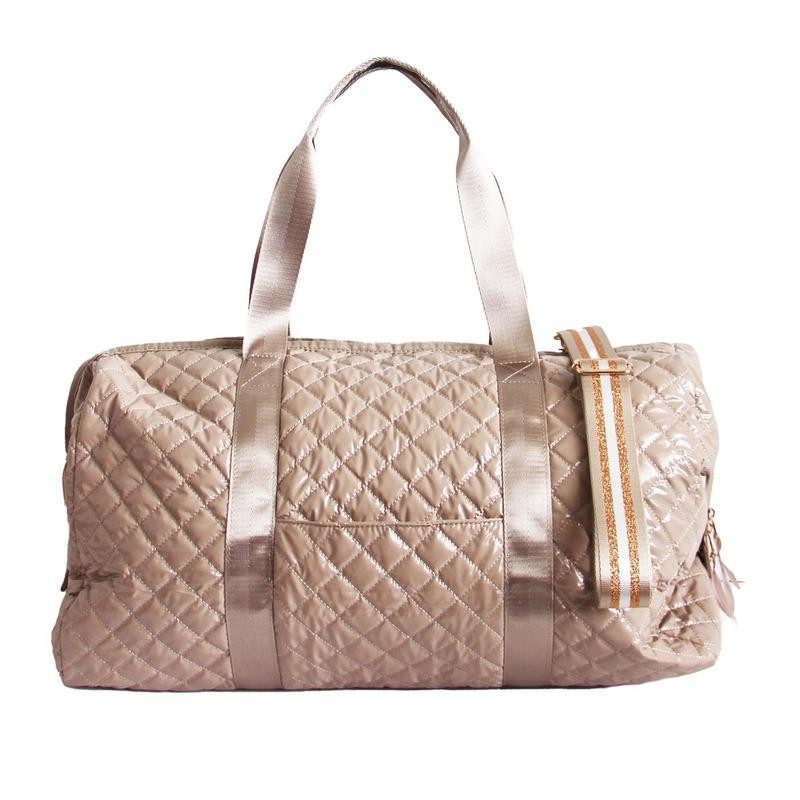Debra Diamond Quilted Collection Weekender - Color: Champagne